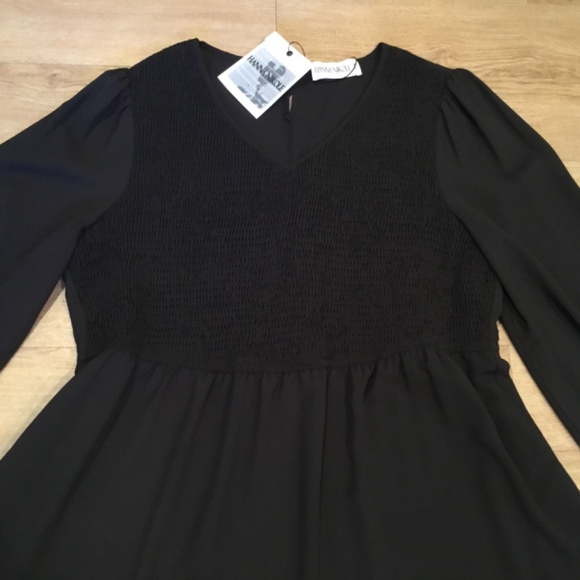 Women's Plus Size V Neck Smocked A-Line Maxi Tired Dress With Pockets - Picture 6 of 8